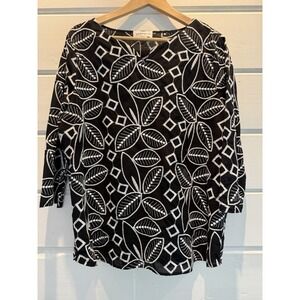 Peck&peck Black Embroidered Blouse Shirt No size tag, see measurements